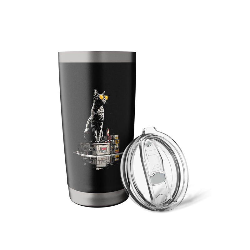 Cat Lover Pet Sunglasses Animal Artwork Cool Funny Stainless Steel Insulated Tumbler Black 20 Ounces - PawsPlanet Australia