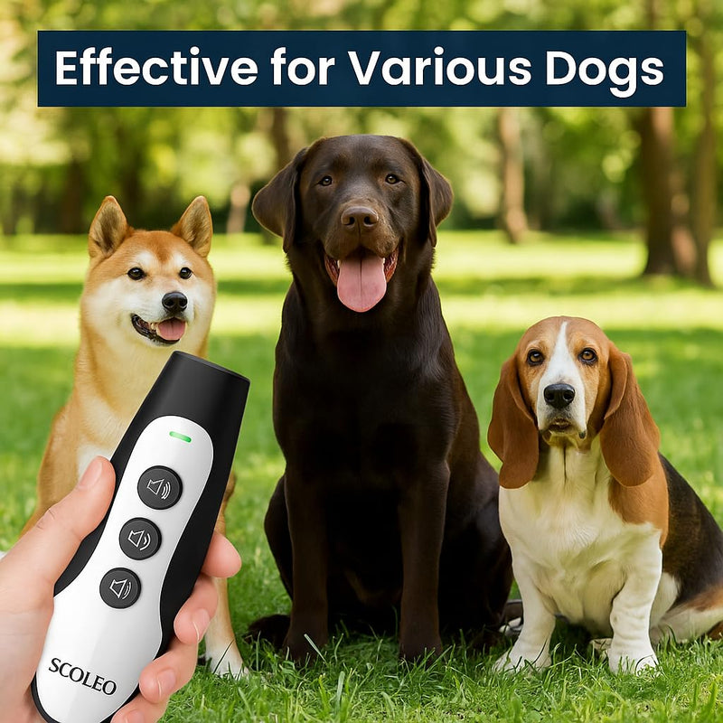 Anti Barking Device for Dogs - Ultrasonic Dog Trainer with VF Tech, 3 Modes Bark Control, Rechargeable Dog Bark Deterrent for Behavior Correction - Indoor & Outdoor Use White & Black - PawsPlanet Australia