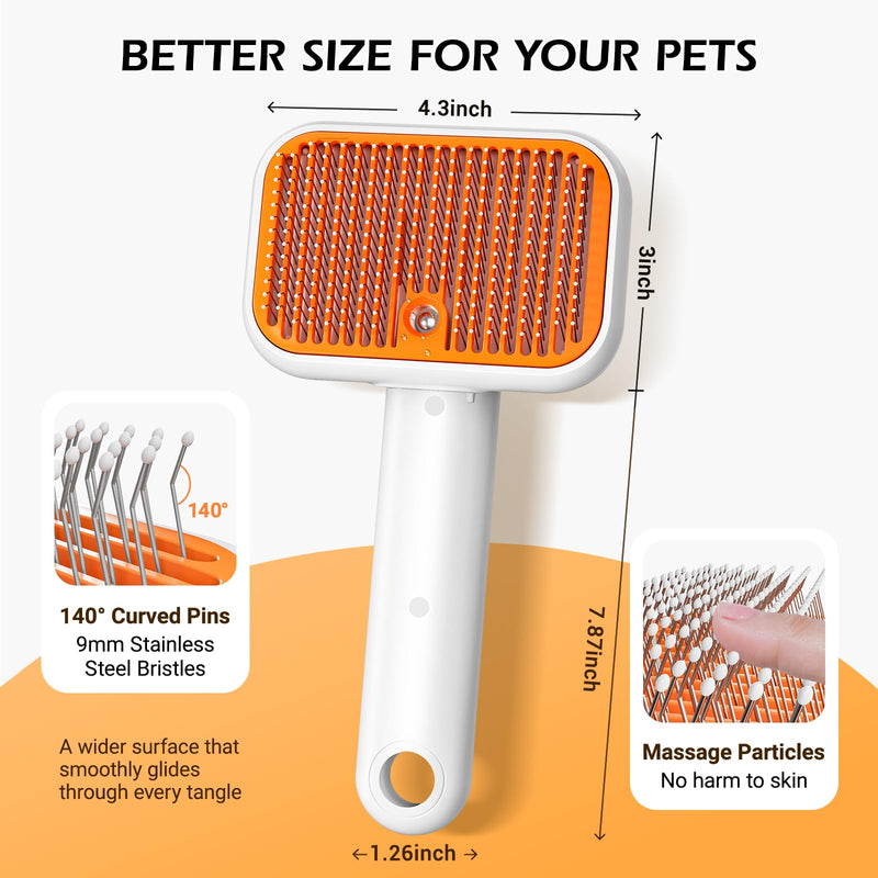 3-in-1 Pet Steam Brush: Rechargeable Grooming Tool with Gentle Mist Spray for Shedding Control, Self-Cleaning, 2-Speed, Waterproof, Safe Rounded Tips - For Dogs, Cats, Rabbits & All Coats