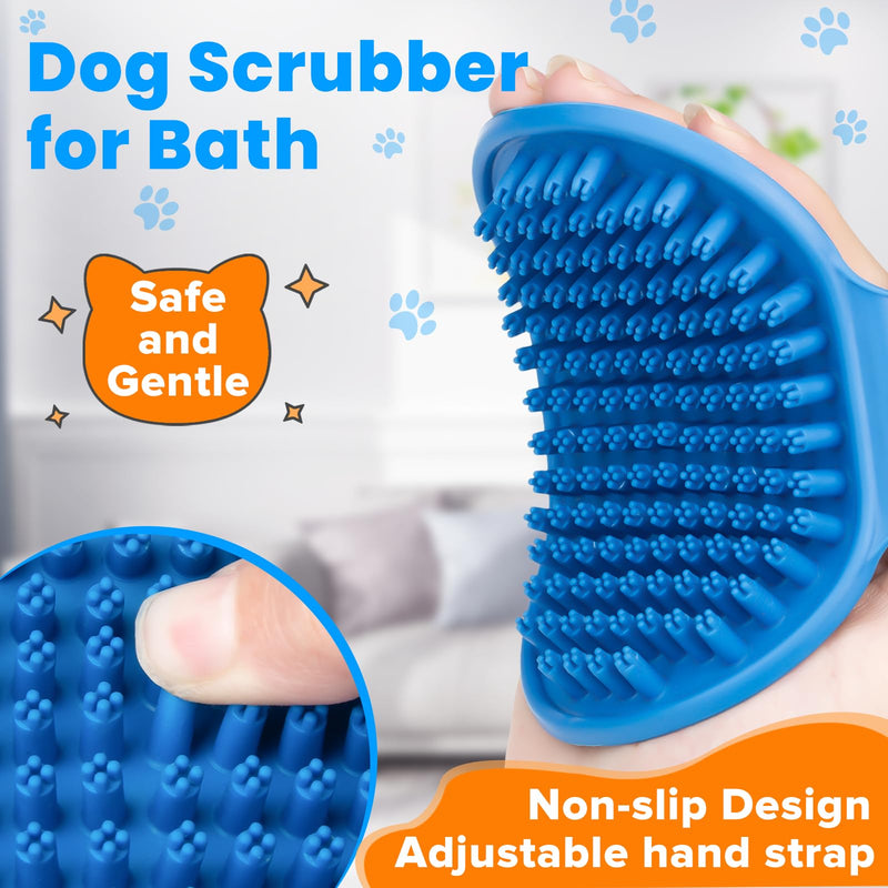 3PCS Dog Bath Brush, Dog Shampoo Brush, Dog Scrubber for Bath, Dog Shower Brush, Dog Bath Supplies, Suitable for Deshedding, Washing & Grooming of Short and Long Haired Pets (Blue Green Blue) - PawsPlanet Australia