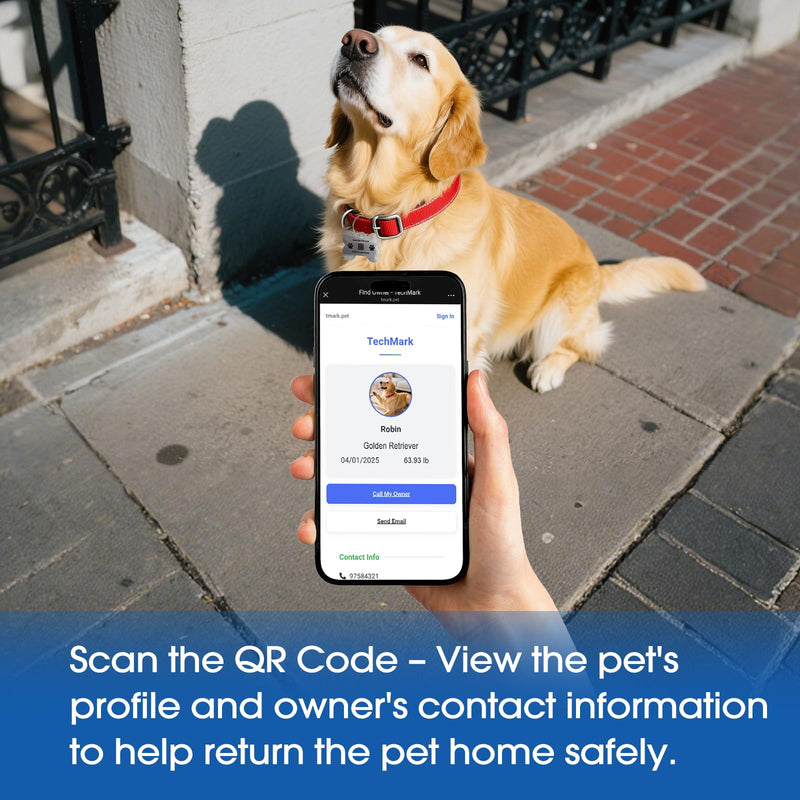 Stainless Steel Pet Tag | Easy-to-use Tag with QR Code | Modifiable Pet Online Profile | Emergency Contacts | No Subscription or Fees | Laser Engraved & Clear | Waterproof & Durable - PawsPlanet Australia