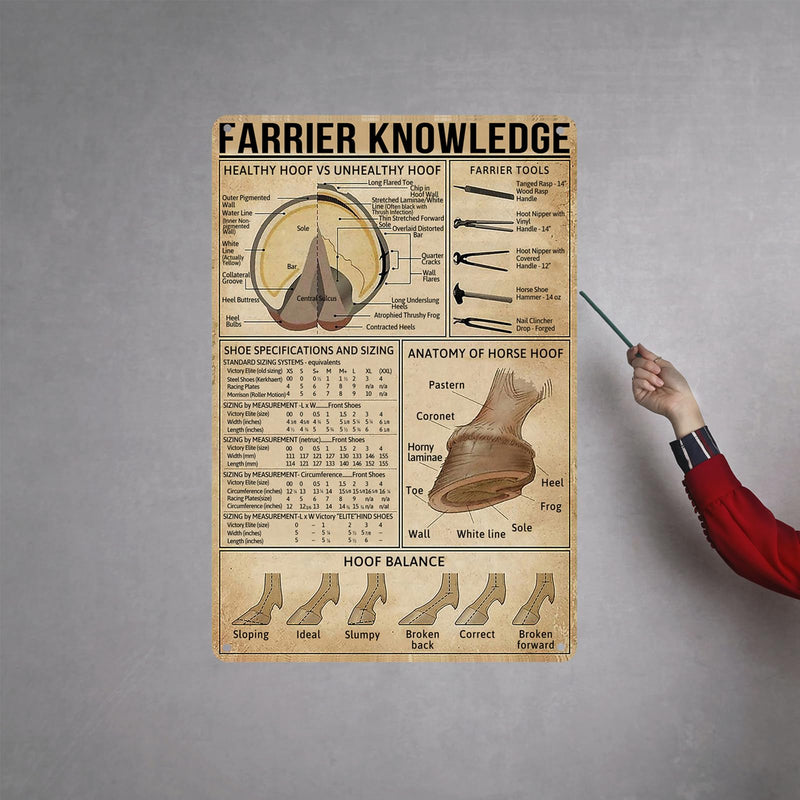 Farrier Knowledge Horse Hoof Anatomy Tin Sign - Educational Retro Metal Poster for Horse Lovers, Cowboy, Home, School, Farm, and Club Wall Decor, 12x16 Inches - PawsPlanet Australia