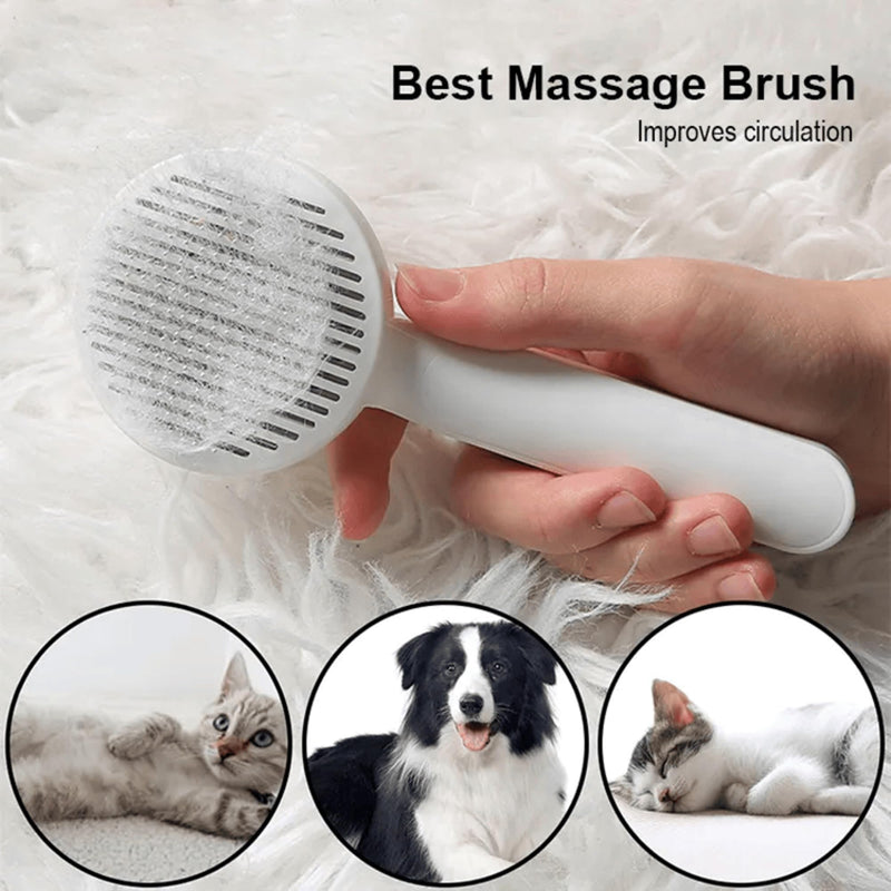Cat Grooming Brush Slicker Brush for Pet Self Cleaning Hair Removal with Stainless Steel Needles Shedding & De-Matting Tool Hair Remover for Pet Dogs Cats (Blue) Blue - PawsPlanet Australia