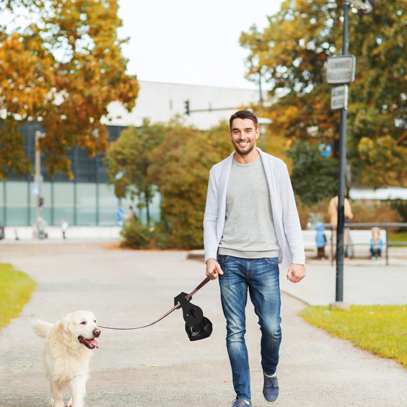 Pack of 2 Silicone Poop Bag Holder Hands Free Dog Lead Waste Bag Holder Puppy Lead Bag Holder for Dog Walking Black