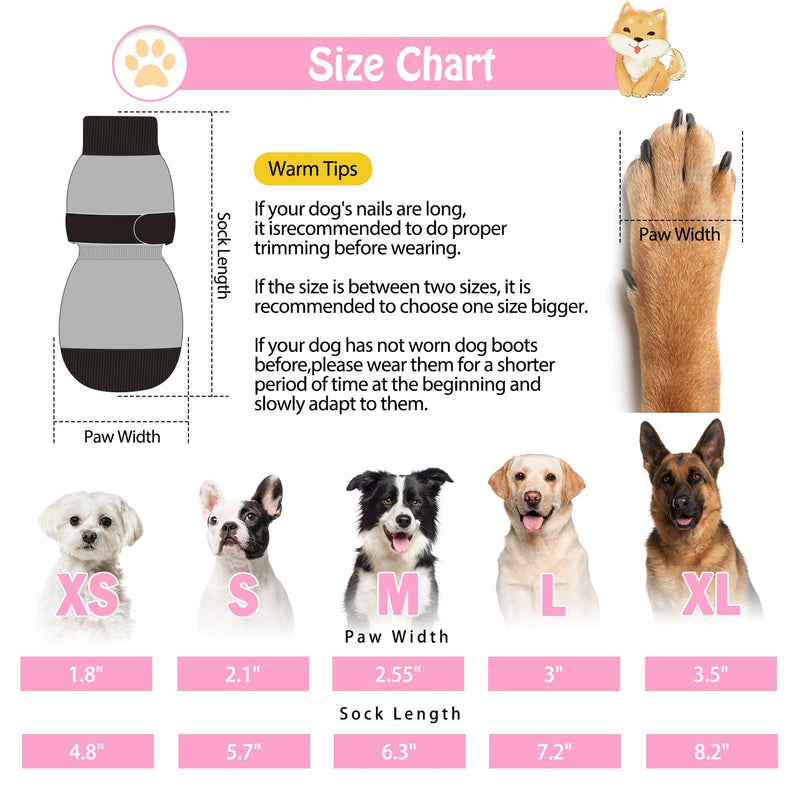 SCENEREAL Anti-Slip Dog Socks to Prevent Licking Paws, Dog Shoes for Hot/Cold Pavement, Dog Boots & Paw Protectors with Grippers for Hardwood Floors, Dog Booties for Small Medium Large Senior Dogs S(Pack of 6) Pink Pearl Paw - PawsPlanet Australia