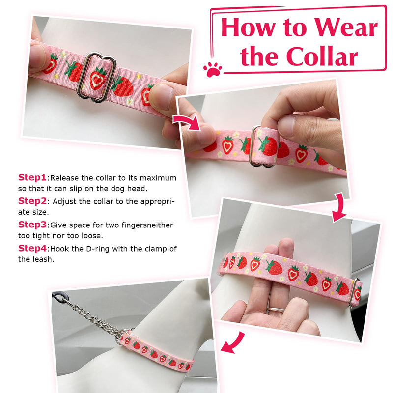No-Pull Martingale Dog Collar with Chain, Reflective Adjustable Training Collar with Rose Flower Design for Medium, Large, XL Dogs(Medium) - PawsPlanet Australia