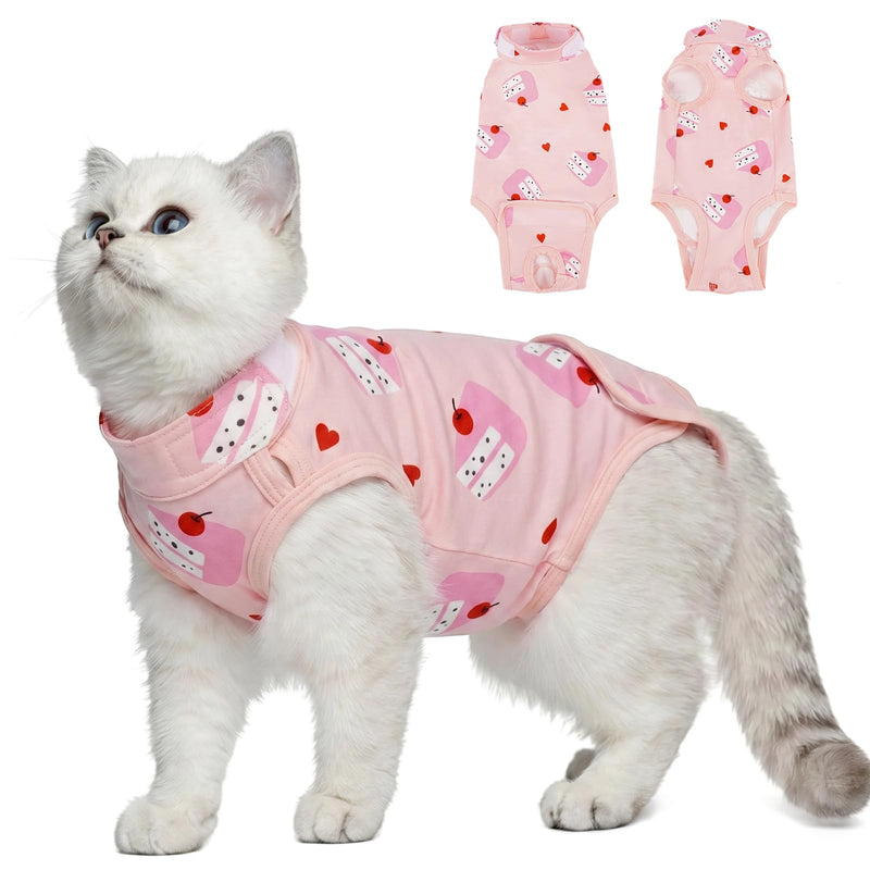 Kuoser Cat Recovery Suit for Female Male Cats, Breathable Post-Surgery Onesie for Spay Neuter, Abdominal Wound & Skin Disease Protection, E-Collar Alternative Anti-Licking Bodysuit for Kittens Small(chest:11.8'') Pink