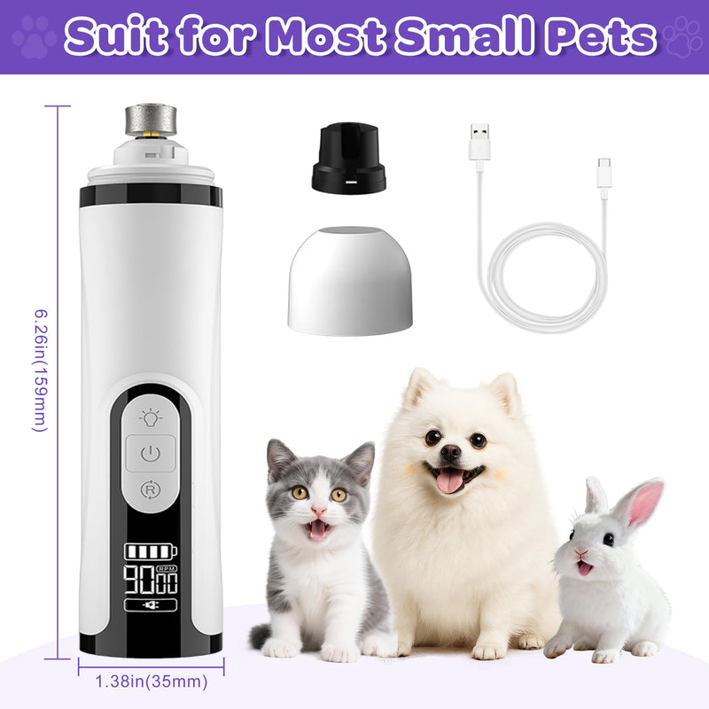 Pet Nail Grinder Quiet Professional Cats Cordless Clippers Cat Claw Care Cat Grooming Clippers Cat Grooming Supplies with Charging Cable Easy to Hold Safety Guard for Small Dogs Cats White - PawsPlanet Australia