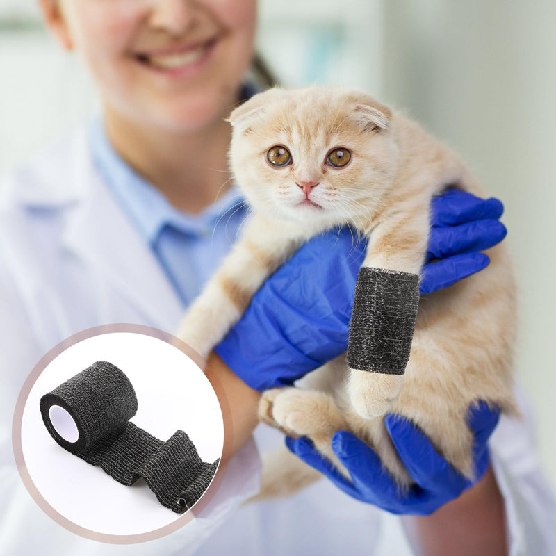 6 Rolls Self Adhesive Bandages Wrap No Chew Bandage for Pets Bitter Bandage Wrap for Dogs and Cats Wound Wrap 2 Inches x 5 Yd(Black) black - PawsPlanet Australia