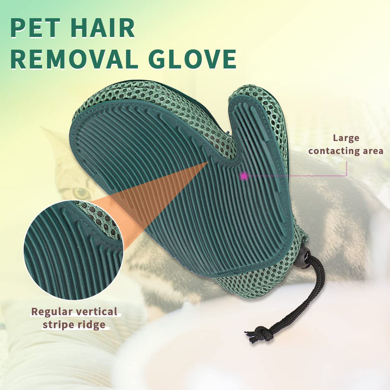 2 in 1 Cat Fur Glove & Pet Hair Remover Glove, Dog Grooming Glove Brush for Shedding, Massage, Efficient Pet Hair Remover Mitt for Cleaner Couch, Carpet [Blue/Single] - PawsPlanet Australia