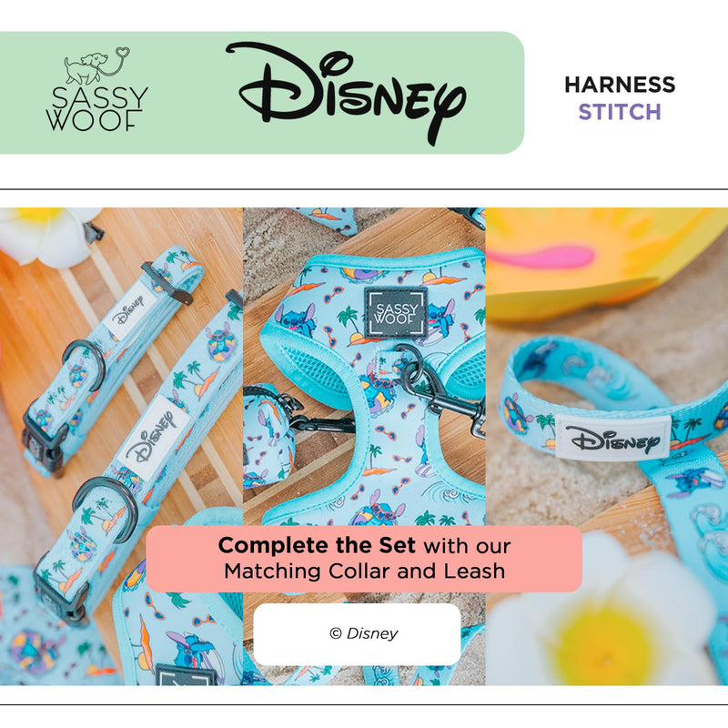 Sassy Woof Dog Adjustable Harness - Disney Stitch - XL, Breathable Mesh, No Pull Design with Two D-Rings, Patented Design, Perfect for Extra Large Dogs - Officially Licensed X-Large