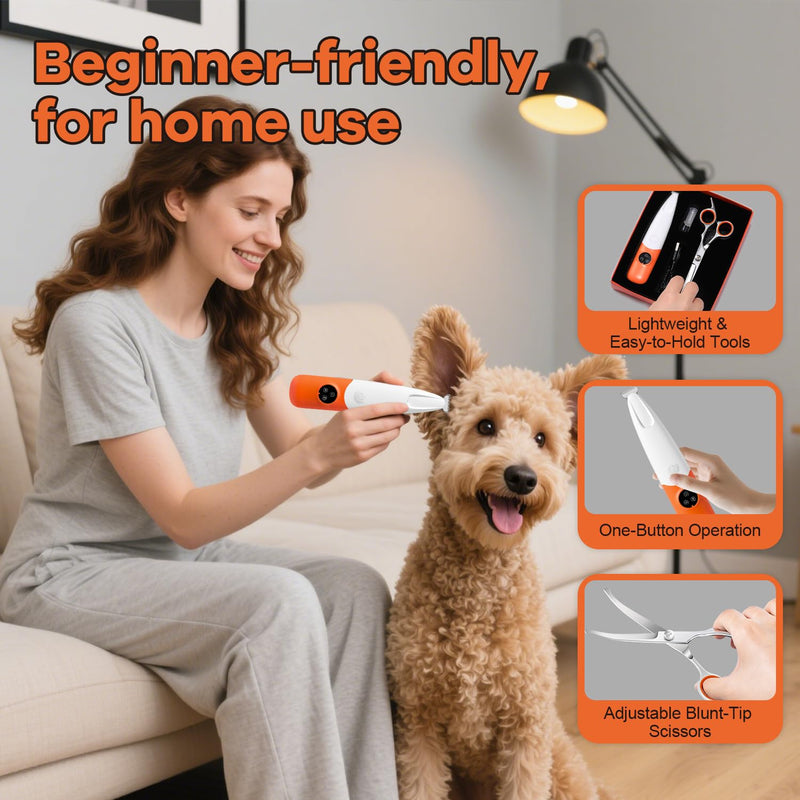 Dog Ear Hair Removal Tool, Ear Hair Trimmer for Dogs at Home, Safety Blunt Tip Scissors, Painless Clippers for Grooming - PawsPlanet Australia