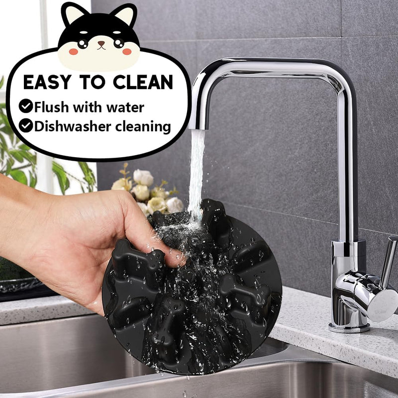 Slow Feeder Dog Bowls Insert, Animire Soft Silicone Anti-Choking Puzzle Slow Feeder, Anti-Slip Slow Down Eating Feeder Insert, Compatible with Regular Elevated Dog Bowls L Black - PawsPlanet Australia