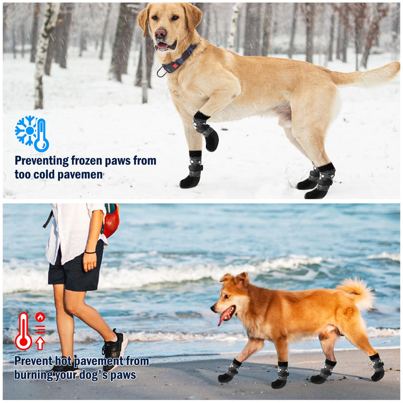 SCENEREAL Dog Boots Shoes & Paw Protectors, Anti Slip Dog Socks with Grippers to Prevent Licking Paws for Medium Large Senior Old Dogs, Waterproof Shoes for Snow Rain Hardwood Floor Cold/Hot Pavement XL(Pack of 6) - PawsPlanet Australia