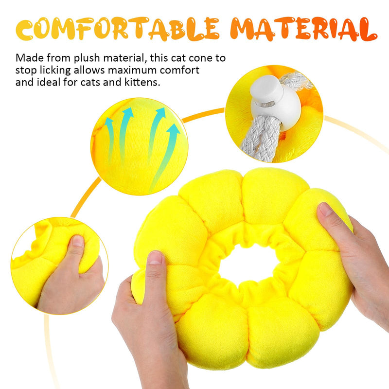ifundom Soft Cat Collar Donut Style Made of Plush Adjustable Size 17-27cm Comfortable Recovery Neck Collar for Kittens and Cats up to 4.5kg Yellow