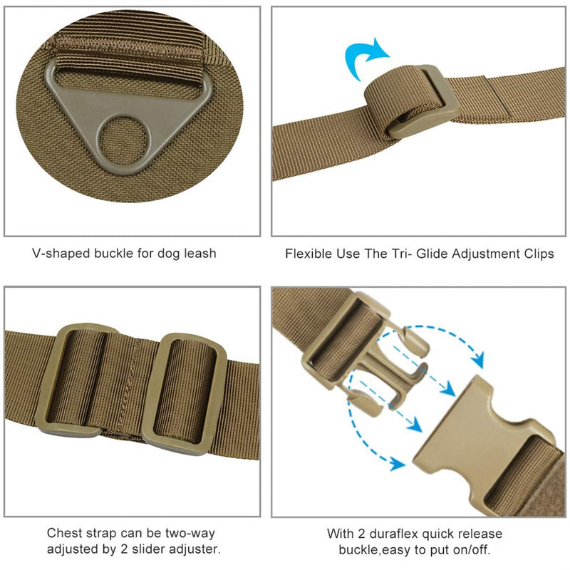 EXCELLENT ELITE SPANKER Tactical Dog Vest Training Military Patrol Service Dog Harness Easy Control Adjustable No-Pull Nylon Pet Harness with Handle for Small Medium Large Dogs(COB-XS) XS Coyote Brown - PawsPlanet Australia