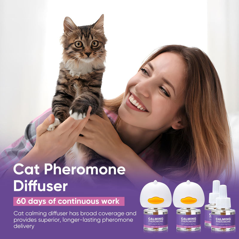 Tcllka Cat Calming Pheromone Diffuser Effectively Relieve Anxiety Stress Cat Calming Diffuser Comfort for Cats Refill Reduce Fighting Spraying and Scratching Calm Relaxing 48ml/Bottle Fits All Cats 2 diffusers, 4 refills