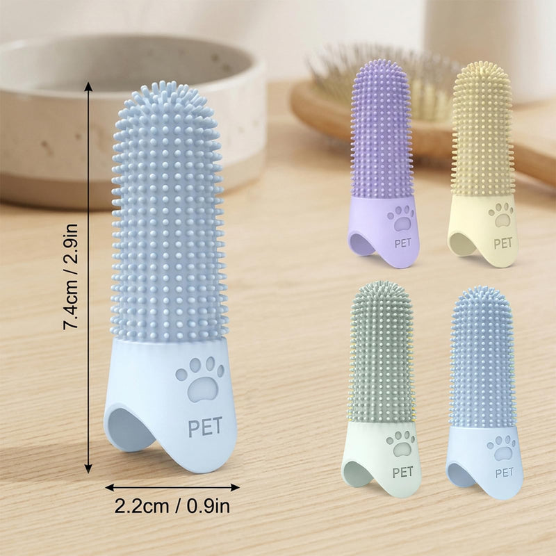 Pack of 4 Finger Cots Dog Dental Care, Dog Toothbrush Fingers with 360° Bristles, Cat Toothbrush & Dental Care for Puppies, Includes Storage Box