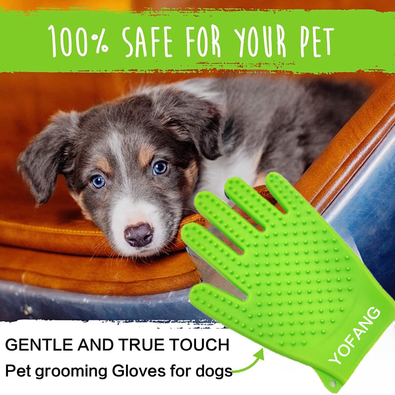 YOFANG Cat Gloves Bite Proof Pet Grooming Gloves for Dogs and Cats/Pet Cat Feeding Gloves, 4-in-1 Washing Dog Gloves and Hair Removal Gloves,Gentle Double-Side Brush Gloves,Green Large Green - PawsPlanet Australia