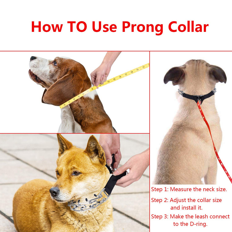 Prong Collar for Large Dogs, Dog Pinch Collar,Dog Training Collar,High Strength Quick Release Metal Buckle,Comfort Rubber Tips,for Large Dogs (4.0mm, 23.6-Inch, Black) Large,4mm,23.6-In, with Buckle - PawsPlanet Australia