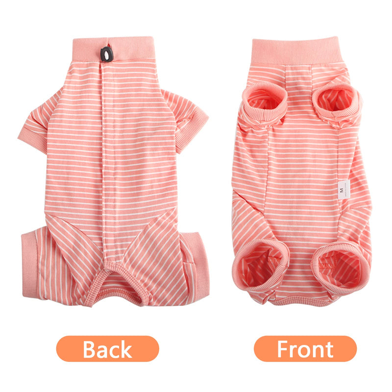 HEYWEAN Cat Recovery Suit Cats Vest Bodysuit After Surgery Stripes Long Sleeve Cat Onesies for Kitten Medical Care Cone Collar Alternatives Pet Surgical Shirt Cats Clothing Pajama Suit Orange Stripes M