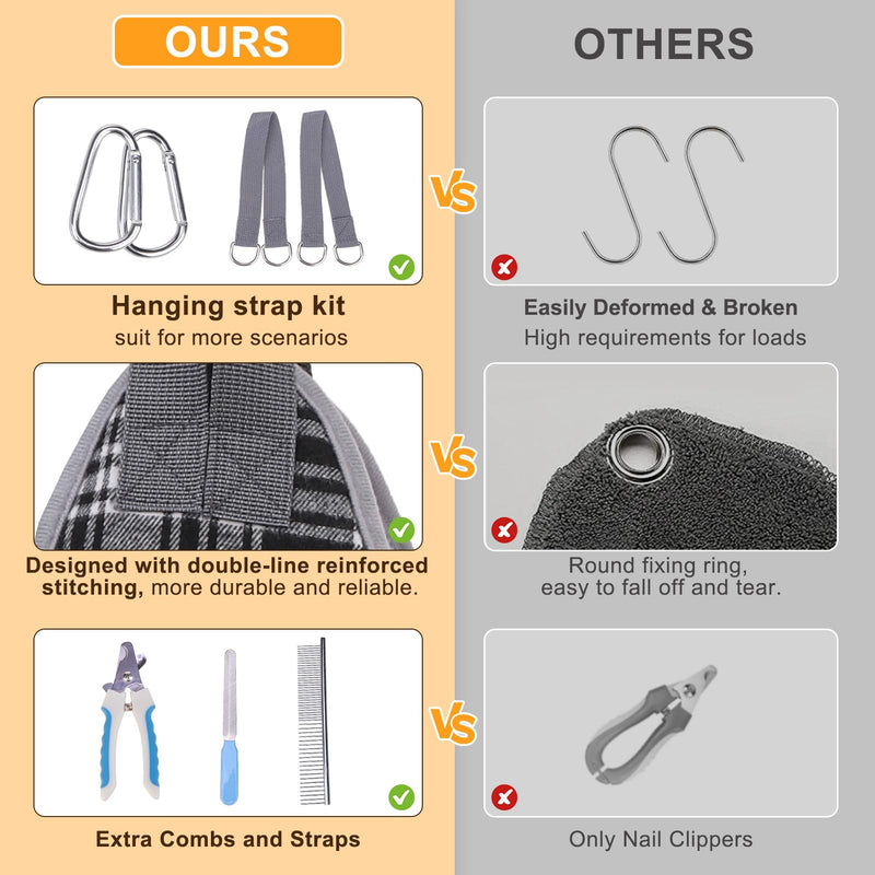 BEAUTYZOO Dog Grooming Hammock, Medium Dog Sling for Nail Trimming, Dog Hanging Harness for Claw Care with Thick Fabric Neck Support Wide Strap Restraint Cat Grooming Hammock, Black L L (Leg Spacing: 10.6-15" / Max W: 60lbs) Black & White - PawsPlanet Australia