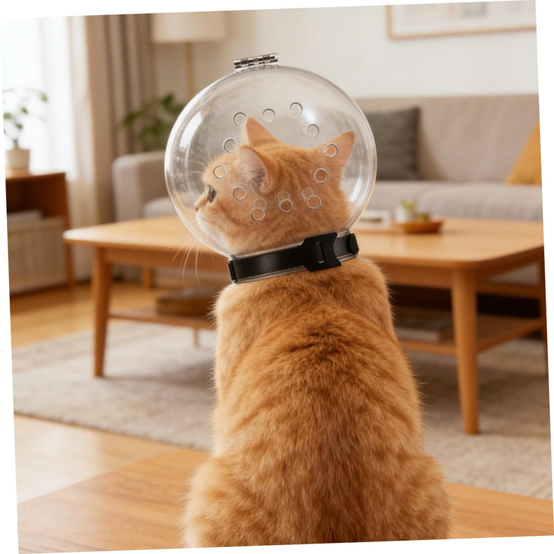 OUNONA Safe Breathable ABS Cat Head Collar with Lightweight Design and Adhesive Closure for Outdoor Use Against Licking and Biting