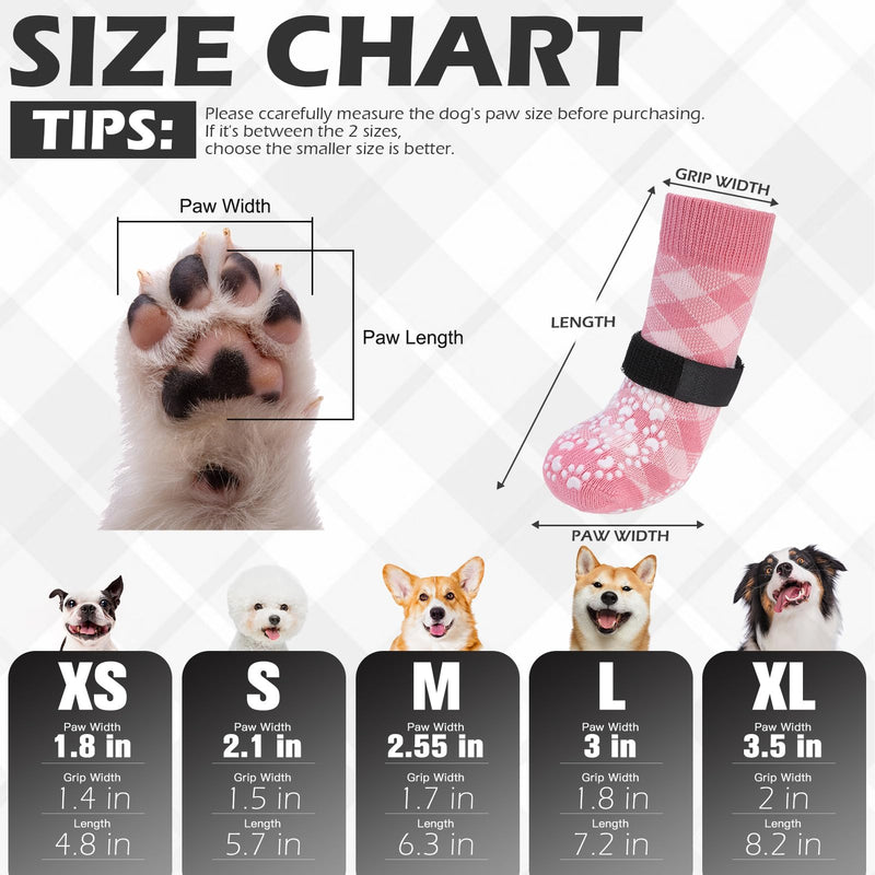 EXPAWLORER Dog Socks to Prevent Licking Paws, Dog Shoes for Hot Pavement, Anti Slip Dog Booties for Hardwood Floors, Dog Boots & Paw Protectors for Small Medium Large Senior Dogs, Pink XS X-Small - PawsPlanet Australia