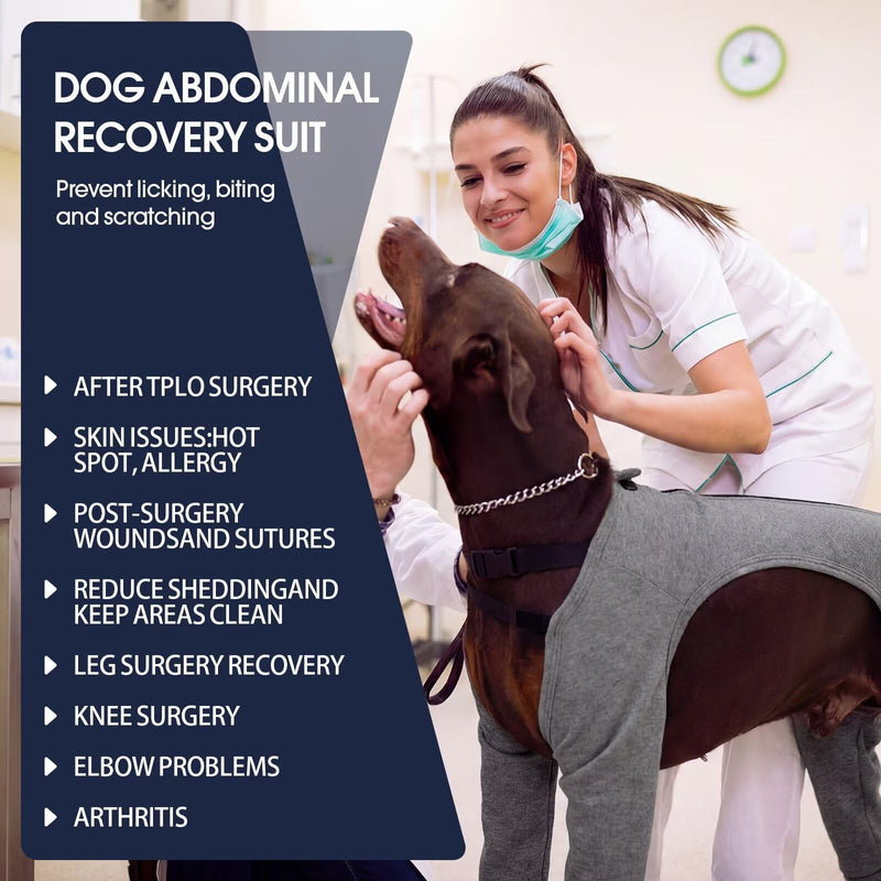 IECOii Dog Recovery Sleeve Back Leg Long Sleeves,Dog Leg Protector After Surgery,Dog Leg Cover Anti Licking Post Surgery Pants,Soft Dog Recovery Suit with Legs,Machine Washable Easy Wear,Grey,Size 3XL 3XL(Back Lenth:24.4") Grey