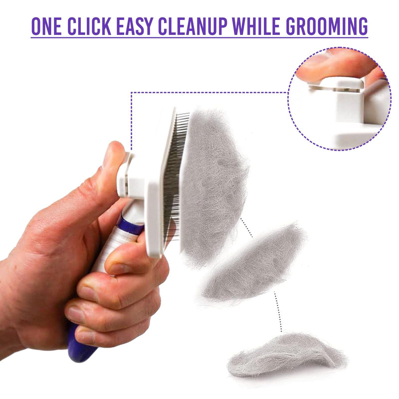Self-Cleaning Gentle Slicker Brush, Sensitive Skin Gentle Dog Brush, for Big Dog and Large Breed, to Remove Loose Hair, Mats, Dirt - Pain Free Grooming - PawsPlanet Australia