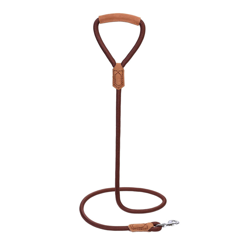 Mile High Life | Premium Leather Dog Leash | Strong Rope Leash | Leather Handle | Zinc Alloy Strong Clasp | Small Medium Large Dogs | 4/5/6 Feet (72 Inch, Dark Brown) 72 Inch-1/2" Leather handle-Dark Brown - PawsPlanet Australia