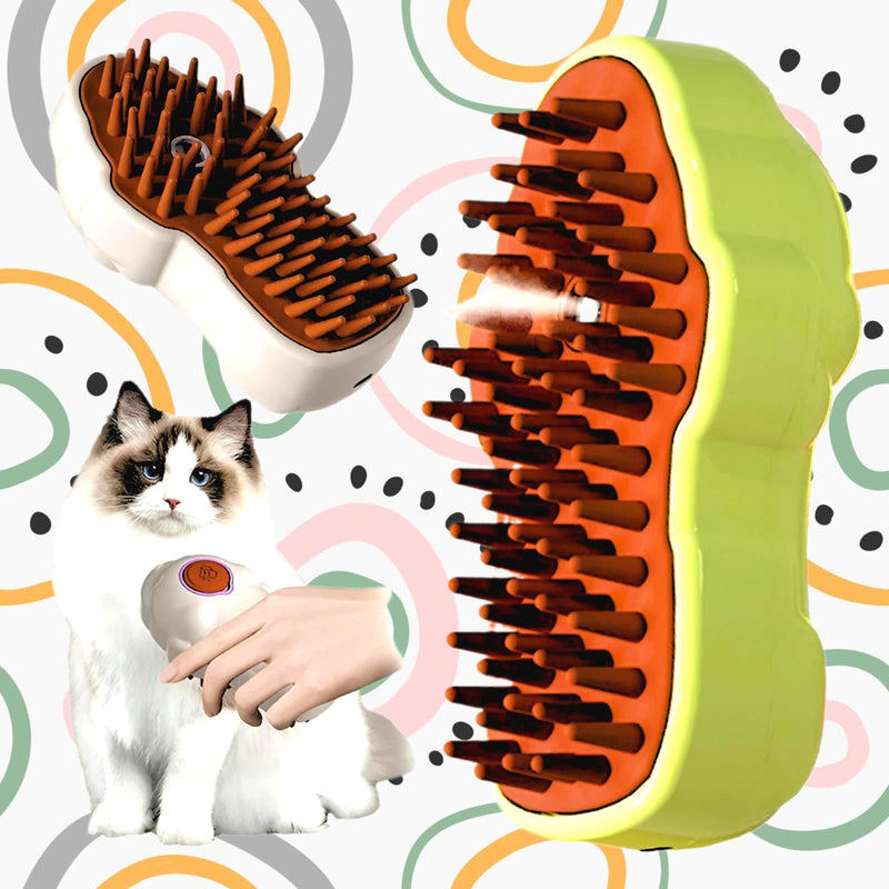 3-in-1 Pet Grooming Brush for Dogs & Cats - Steam Brush with Dual Functions, Moisturizer, Release Button, Water Reservoir - Lime, Pet Shedding & Dematting Brush - PawsPlanet Australia