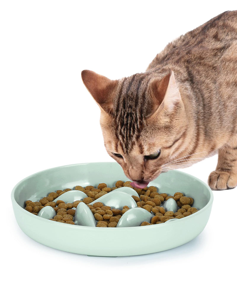 PETTOM Cat Slow Feeder Bowl, Fun Cat Puzzle Feeder Bowl Anti Vomiting, No-Spill Slow Feeder Cat Food Bowl Eating Interactive Anti Gulping Slow Feeder Dog Bowl for Puppy Kitte Green