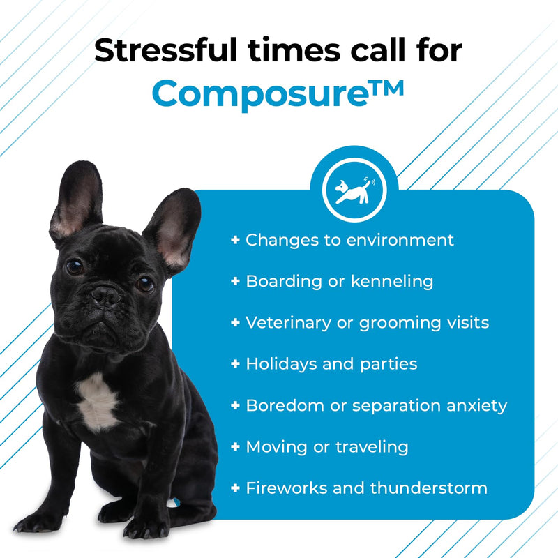 VETRISCIENCE Composure Calming Treats for Small Dogs and Puppies Anxiety, Separation Stress, Thunder and Barking - Yummy Chews Pets Love, 30 Chews Chicken 30 Count (Pack of 1)