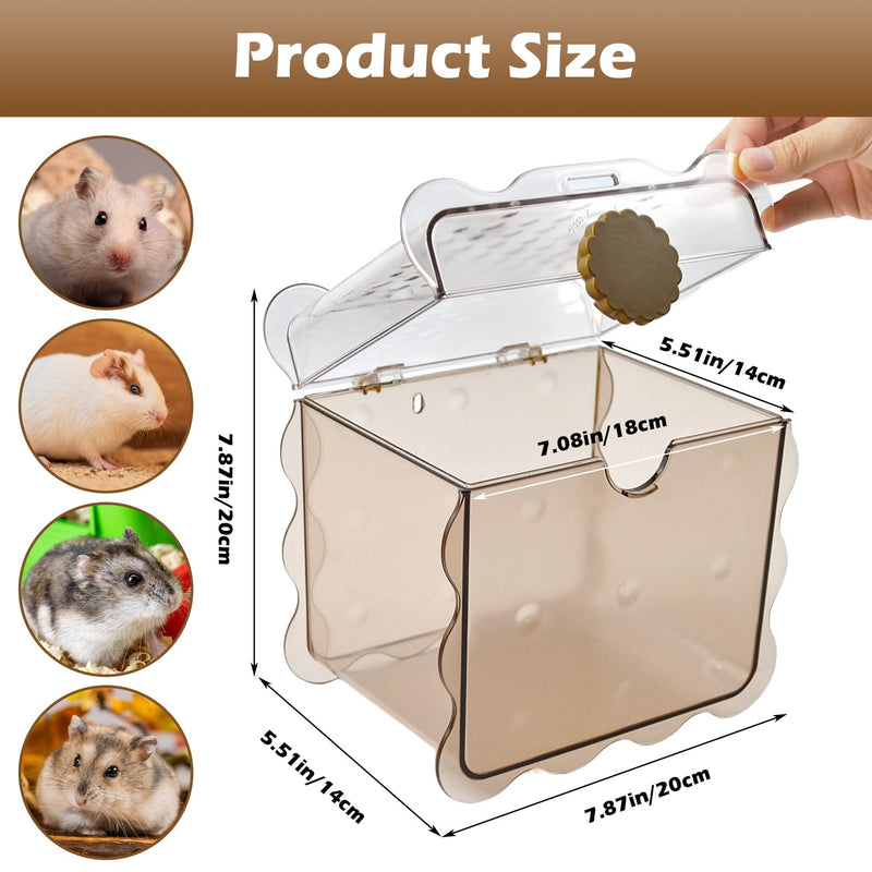Portable Hamster Carrier Cage,7.87 x 7.87 x 5.51 Inches Dwarf Hamster Carrying Cage with Water Bottle Ventilation Holes Outdoor Hamsters Travel Cages for Mice,Sugar Glider,Gerbils,Rat(Brown) 【Brown】 - PawsPlanet Australia