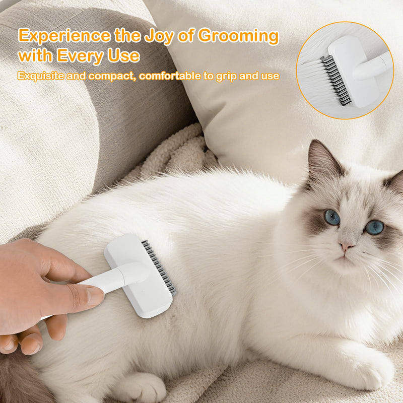 Cat Brush cat grooming supplies Gently Removes Loose Undercoat Mats, Tangled Hair and Soothes Skin. Ideal for Long and Short Haired Pets. (White) White