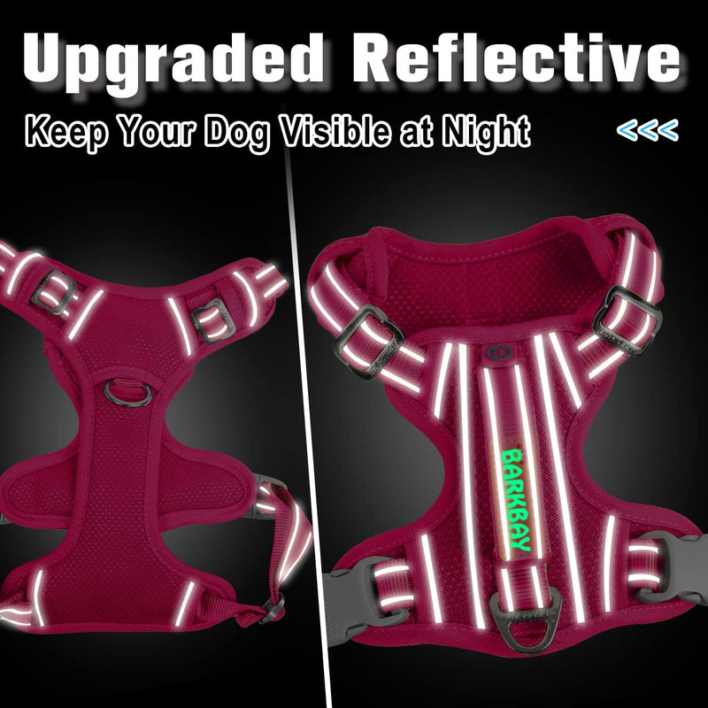 BARKBAY No Pull Dog Harness Front Clip Heavy Duty Reflective Easy Control Handle for Large Dog Walking with ID tag Pocket Large(Chest:27-32") Pink - PawsPlanet Australia