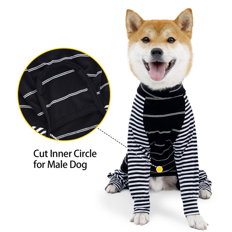Dog Surgery Recovery Suit Onesie With Legs Long Sleeves Breathable Post Surgery Pyjamas Anti Lick Abdominal Wound Dog Cone Alternative For Pet Dogs (XL,Black) XL (Pack of 1) black