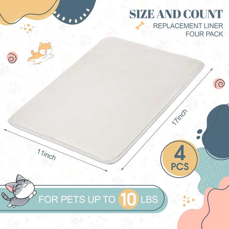 4 Pcs Pet Carrier Pad Travel Pet Reversible Dog Mat Replacement Liners for Travel Dog Bed Pad Washable Plush Cashmere Double Sided Bed Mat for Cat Kennel Crate(Beige,17 x 11 Inch) 17 x 11 Inch Beige - PawsPlanet Australia