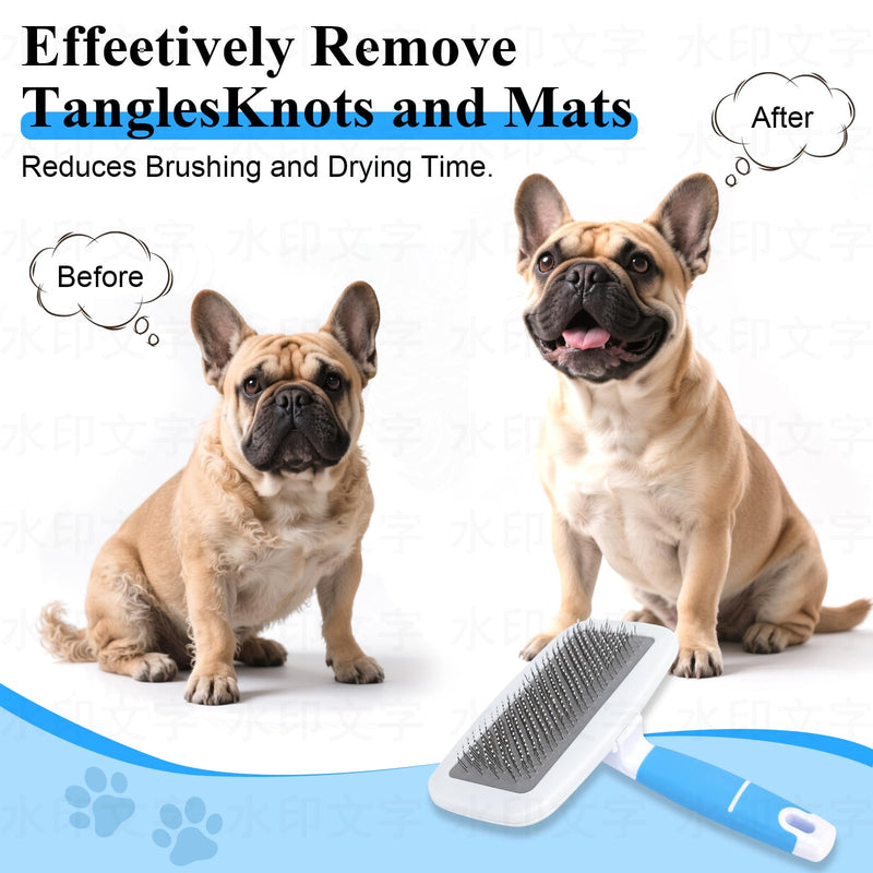 French Bulldog Brush,Skin Friendly Effectively Tackle Shedding,Essential French Bulldog Accessory for Your Pets,Blue - PawsPlanet Australia