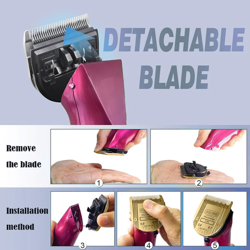 Adjustable 5 in 1 Blades Compatible with WAHL Arco,Bravura .Chromado?Creativa?Figura Dog Clippers for Dogs Grooming(Gold/3PC) Gold-1
