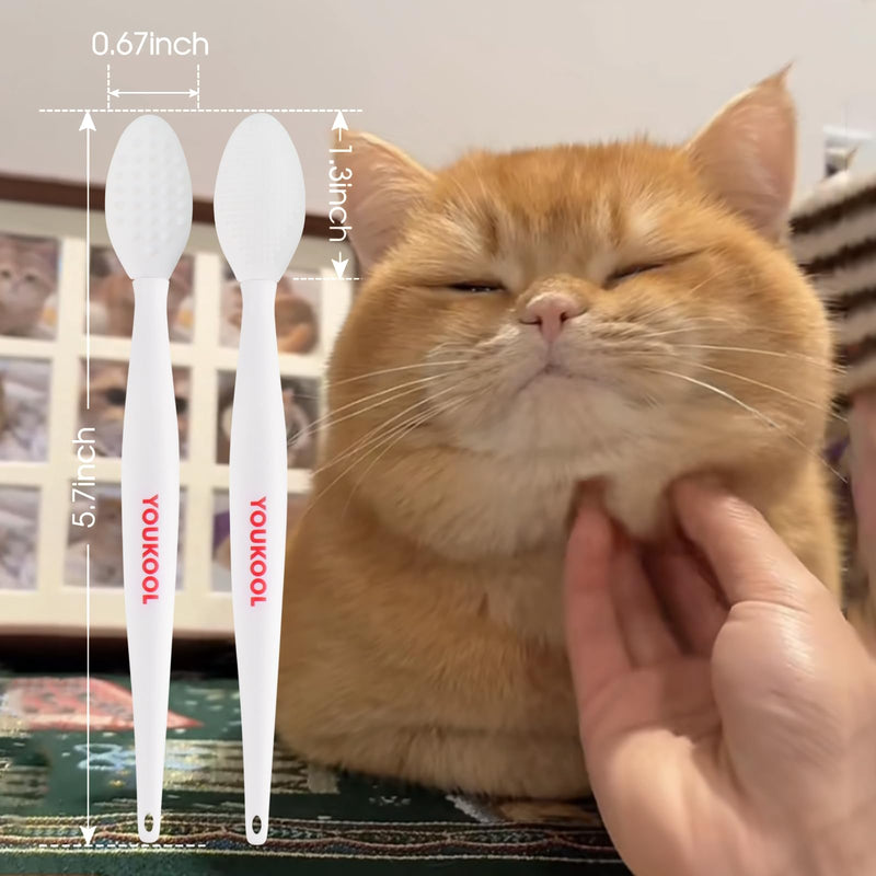 2PCS Pet Black Seed Brush for Cat Chin Acne & Blackhead Removal | Silicone Double-sided Grooming Brush for Acne Treatment | Acne Removing Tool|Cat Grooming Essentials,White White - PawsPlanet Australia