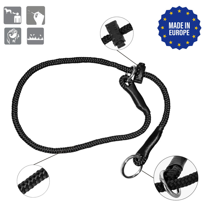 Dingo Gear Choke Collar for Dog Training Handmade of Cord with A Limiter, Waterproof Black S04059, (XL) XL