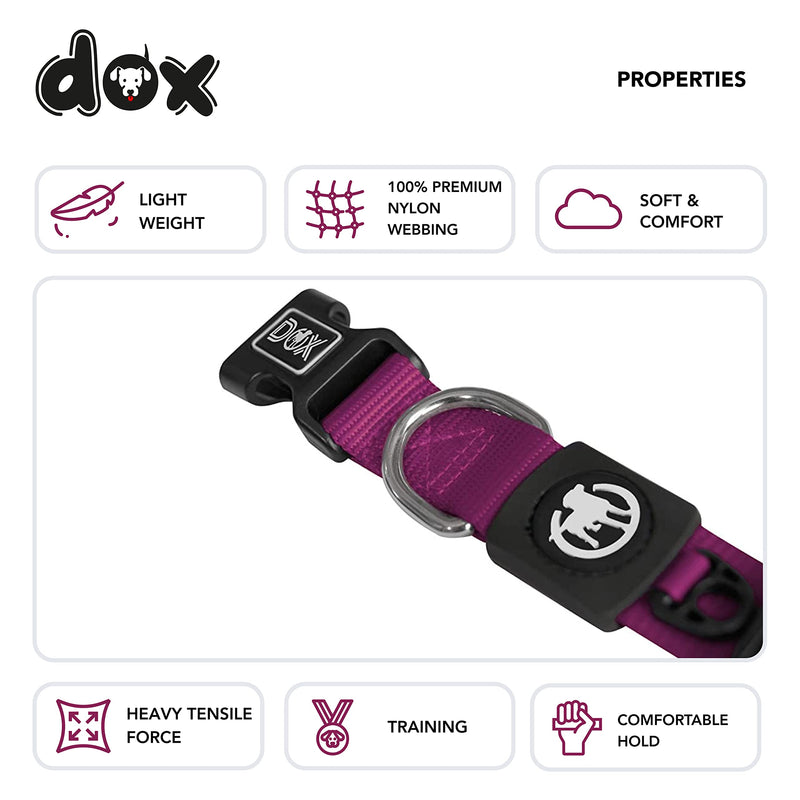 DDOXX Nylon Dog Collar - Strong and Adjustable Collars Dogs, Blueberry pet Dog Collar - Medium (Purple) M - 0.8 x 13.4-19.3 in Purple - PawsPlanet Australia