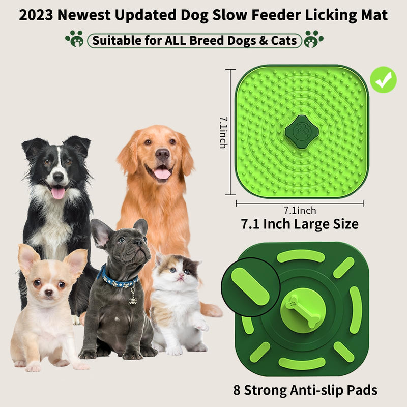 CIICII Dog Lick Mat for Dogs Crate, 2 in 1 Dog Slow Feeder Treat Mat (Large 7.1" Dog Licking Mat + Dog Crate Training Aid) with Silicone Anti-Slip Pad for Dogs/Cats Anxiety Reduction & Boredom Relief Dog Crate Lick Mat 7.1 X 7.1 Inch