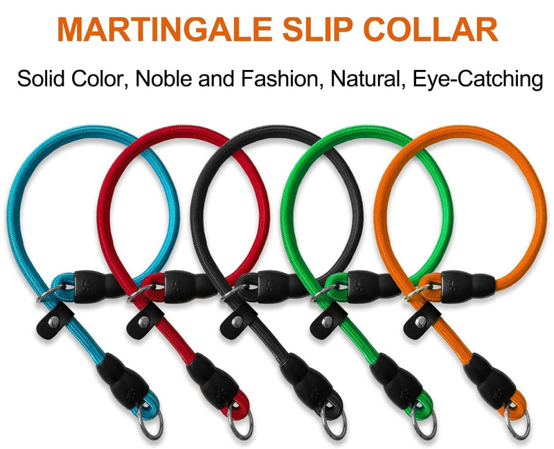 Slip Collar, Dog Choker Collar, Nylon Dog Training Collar with Slidable Stopper No Pull Dog Collars Martingale Collars for Small Medium Large Dogs, Black, L L: Length:25”(suitable for dog's neck 22") - PawsPlanet Australia