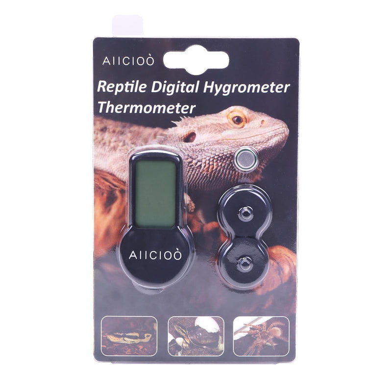 Aiicioo Reptile Thermometer and Humidity Gauge for Reptile Heat Pad- Digital Terrarium Thermometer Hygrometer for Reptile Tank Temperature Gauge for Turtle Tortoise Lizard Snake Frog Tank Accessories Single