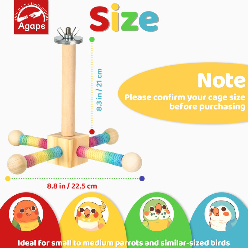 Agape Bird Perch Toy, Parrot 360° Interactive Rotating Toy, Bird Cage Accessories for small and medium Parrots to Expend Energy, Wooden Stand for Parakeets Cockatiels Lovebirds Conures Finches Budgies - PawsPlanet Australia