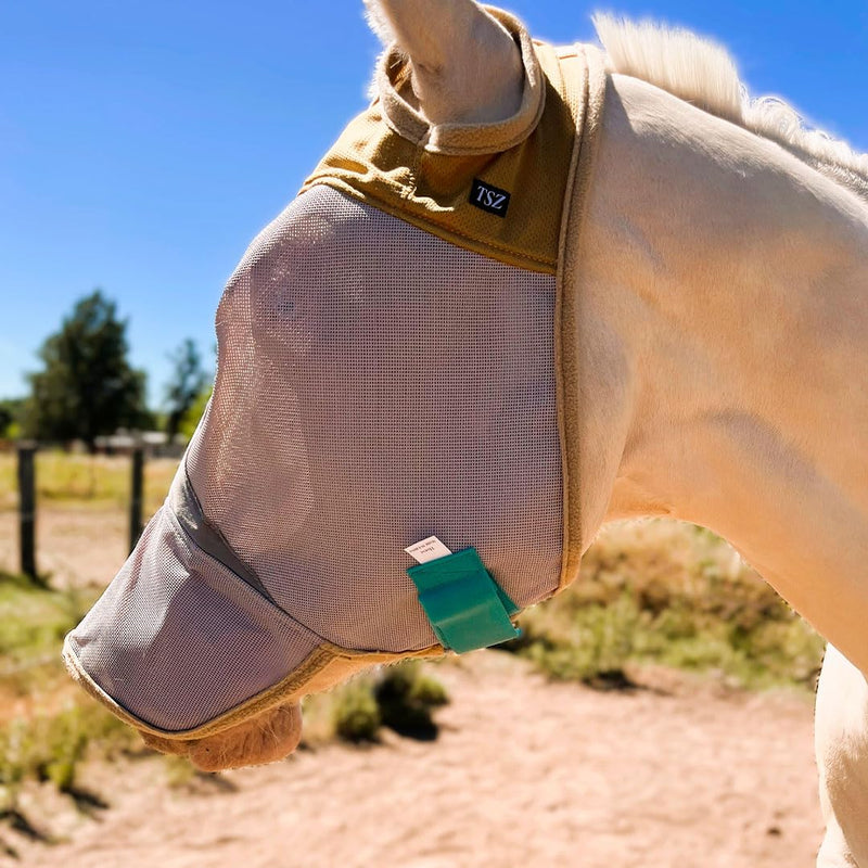 Horse Fly Mask with Nose Cover 70% Uv Protection Horse Size - PawsPlanet Australia