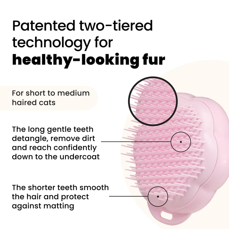 Pet Teezer by Tangle Teezer Cat Brush, De-Shedding Cat Hair Brush for a Gentle, Soothing Groom & Short to Medium Length Fur, Millennial Pink - PawsPlanet Australia